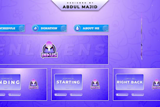 do custom twitch or kick stream gaming and vtuber overlay