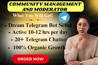 be your telegram and discord chatter, community manager