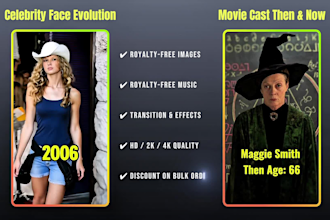 create celebrity gossip, celebrity evolution, and then and now videos