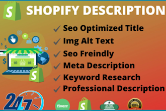 write shopify product description and unique seo title