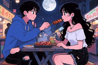 do professional lofi loop animation for music, videos, streamers