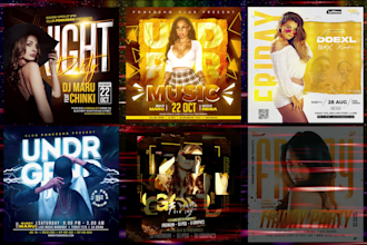 design club, party, sports, motion and event flyer or poster