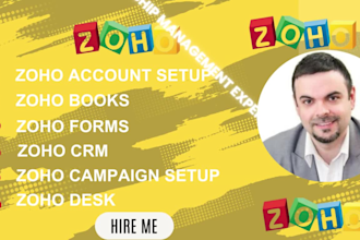set up zoho crm zoho campaign zoho books zoho forms  zoho sites zoho desk