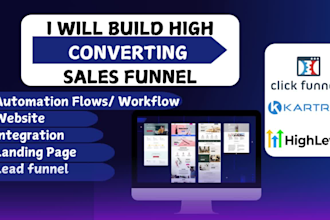 build gohighlevel kajabi, kartra, click sales funnel landing page