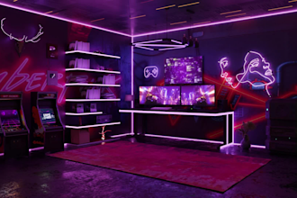 create you an 3d animated room for vtubing and streaming