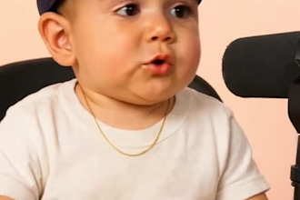 create viral ai baby talking video, ai baby podcasts, funny baby podcasts