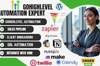 build gohighlevel automation,crm integration, landing pages,and zapier workflow