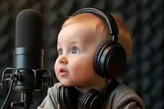 voice and produce an ai baby podcast with custom topics