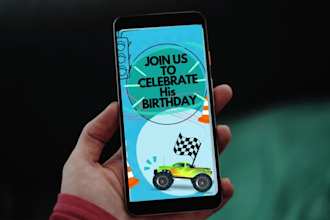 make happy birthday invitation or greeting videos and cards in 24h