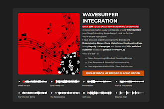 integrate wavesurfer or audio players in shopify lading page