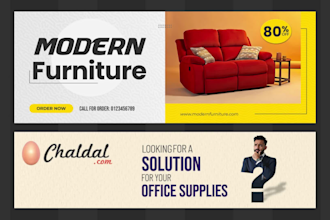 design ecommerce banners, website headers, google ads, and social media post