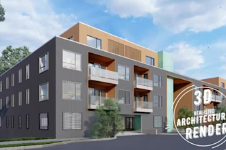 design a modern house exterior with realistic 3d rendering