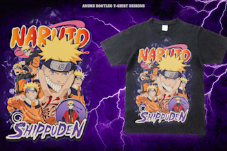 design a crazy vintage bootleg anime tee design