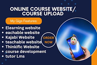 create online course content, upload on thinkific, kajabi, teachable website