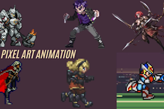 draw pixel art character illustration pixel sprite sheet animation rpg game art