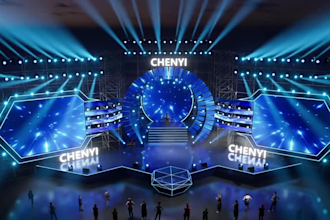 create 3d stage design and rendering for festivals, events