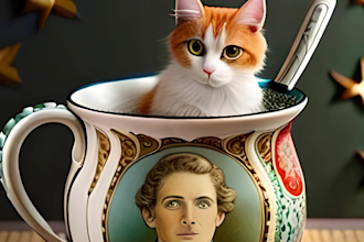use ai to create cute and funny cat for clothes or paintings