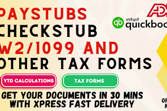 create paystub, check stub, w2, 1099 tax forms for employees and contractors