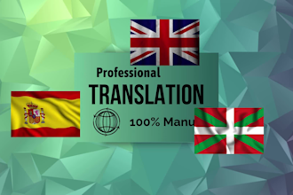 provide translations manually between english, spanish and basque languages