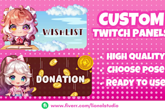design custom twitch panel chibi for vtuber chibi style
