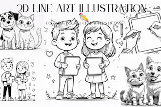 create 2d line art animation for youtube, reels, explainers
