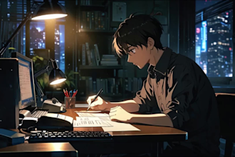 create lofi music animated video, loop animation, 2d image animation, gif, lofi
