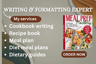 write cookbook recipe book formatting for amazon KDP kindle paperback meal plan