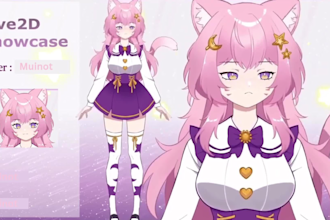 draw and rig 2d vtuber, vtuber character, vtuber facerig vtuber rig using live2d