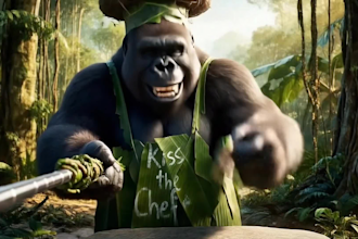 create viral gorilla bigfoot vlog, ai bigfoot vlogging video