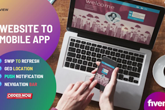 convert a website to android app or ios app with push notifications