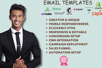 do brevo, stripo, klaviyo HTML email template, mailchimp email design thinkific