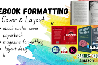 ebook writer cover paperback kdp formatting page layout magazine design flipbook