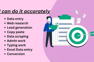 provide fast data entry, web research and typing jobs