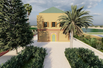 create realistic 3d traditional architecture visualization