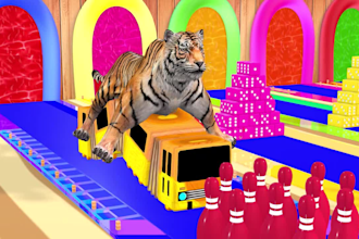 create 3d animal crossing fountain cartoon for kids paint animals duck games