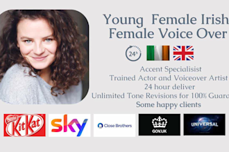 record a pro calming motivational female irish voice over