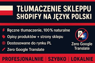 przetlumacz profesjonalnie twoj sklep shopify na jezyk polski