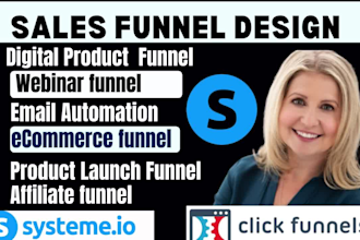 build sales funnel for webinars, digital products, ecommerce, affiliate website