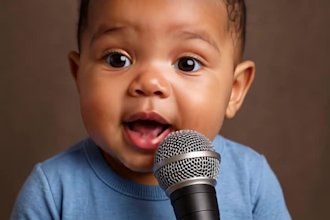 create talking ai baby video podcast, funny viral podcast video