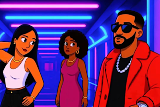 do 2d lyrics music video, 2d cartoon music video, 2d cartoon or anime animation