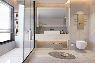 design bathroom in 3d and architectural render