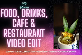 edit restaurant promo, food video, cocktails video