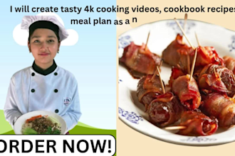 create tasty 4k cooking videos, cookbook recipes, meal plan as a nutritionist