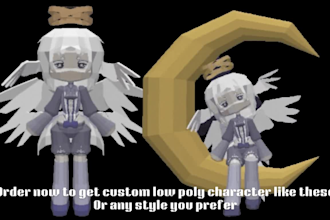 do ps1 ps2 style low poly 3d game character  with rigging and animation