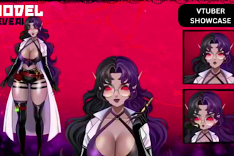 do custom vtuber model, 2d vtuber model showcase rig animate live2d 3d vtuber