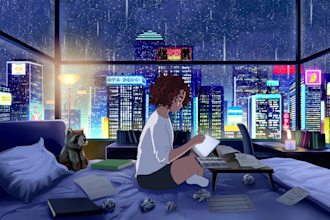 create lofi loop animation in anime style