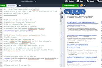 create a professional resume or CV in overleaf latex
