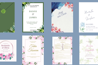 design unique wedding card to invite marriage in 9 hrs