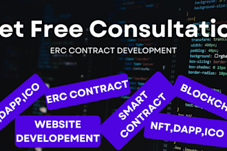 develop erc contract and website, erc721,bep20,erc404 ico, dex