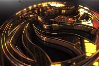 create metallic gold coin 3d logo intro reveal